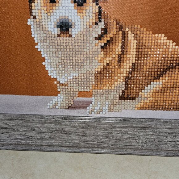 New Handmade Diamond Dot Corgi Tabletop Picture - Picture 2 of 2